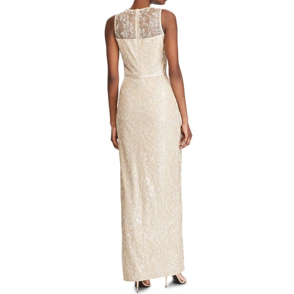 Lauren Ralph Lauren Embroidered Sequins Sleeveless Champagne MaXi Dress NWT 12 - Picture 2 of 15